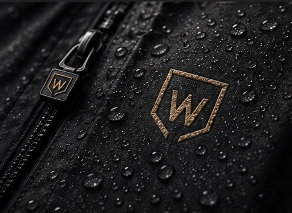 WULDUR shield mark on technical fabric